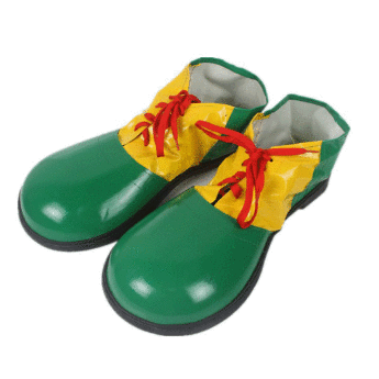 Ботинки клоуна прикол, зеленые с желтым