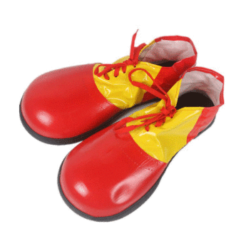 Ботинки клоуна прикол, красные с желтым