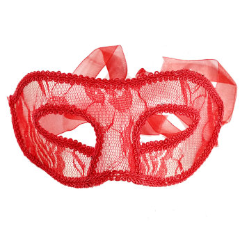 Маскарадная маска красная с кружевом
