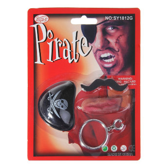 Набор Пирата 4 предмета: наглазник. усы, клипса, шрам 302151