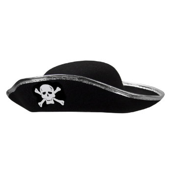 Шляпа пирата детская с черепом и серебряным кантом