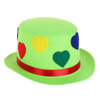 Шапка клоуна с сердцами из фетра зеленая
