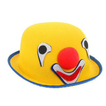 Шляпа клоуна, желтая, котелок из фетра
